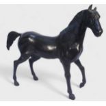 A large 'lost wax' cast and patinated bronze model of a Stallion, 46x60cm