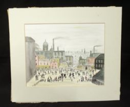 WITHDRAWN: Manner of L.S. Lowry R.A. 'Our Town,' figures in a busy square with industrial urban