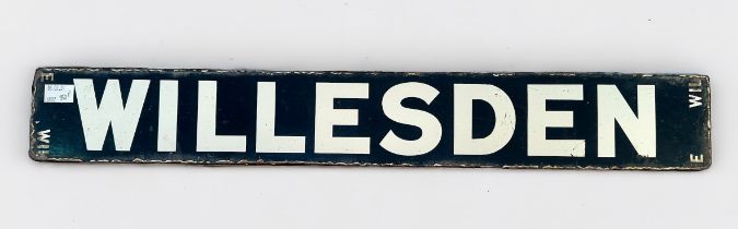 A London Underground stock destination board for Euston - Willesden (E-WIL), 72cm