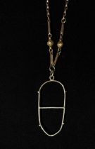 A 9ct gold belcher style chain with elongated and spherical links to one end and vacant white