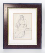 Augustus John (British 1868-1961), Full-length seated study of a lady wearing a long gown with