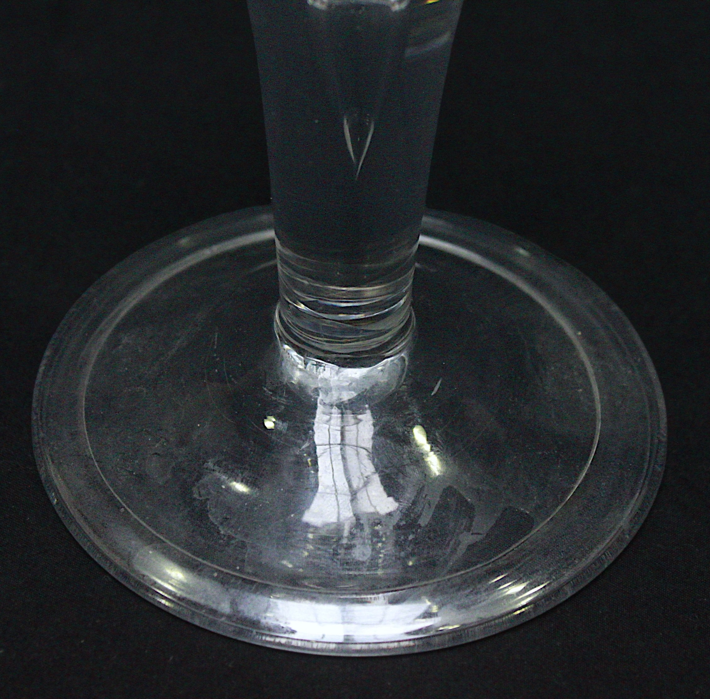 An 18th Century hand-Blown English Ale Glass, with one-piece trumper bowl and drawn teardrop stem, - Image 3 of 3