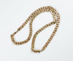A 9ct gold C-link chain with gold box slider fastener with figure-eight safety catch, weighs 15.5