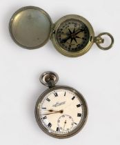 A white metal cased Everite open-faced pocket watch, dial inscribed ‘Everite H. Samuel
