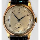 A vintage mid-size 9ct gold cased manual wind, Shock Resisting Rolex wristwatch, C.1950’s, the