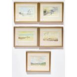 Anthony Pierpoint (20th century British), Five small watercolour studies of beach and river