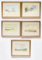 Anthony Pierpoint (20th century British), Five small watercolour studies of beach and river