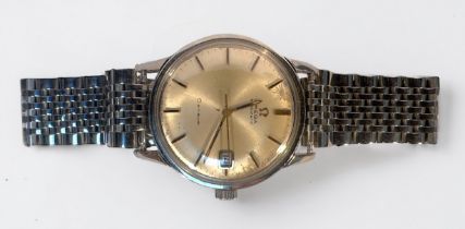 A gents stainless steel Omega Automatic Geneve wristwatch, ref.166.002, the silvered dial with