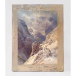 Edward Theodore Compton (1849-1921), Goats negotiating a precarious rocky pass high up in snow-