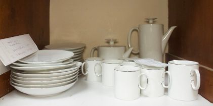 A Thomas of Germany porcelain 'Platinum' pattern part tea and coffee set with two circular tureens