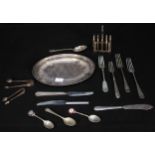 A collection of London, Midland & Scotland Railway silver-plated wares, comprising a small oval