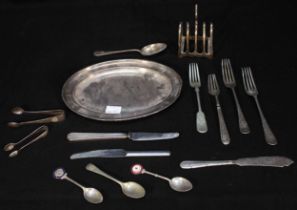 A collection of London, Midland & Scotland Railway silver-plated wares, comprising a small oval