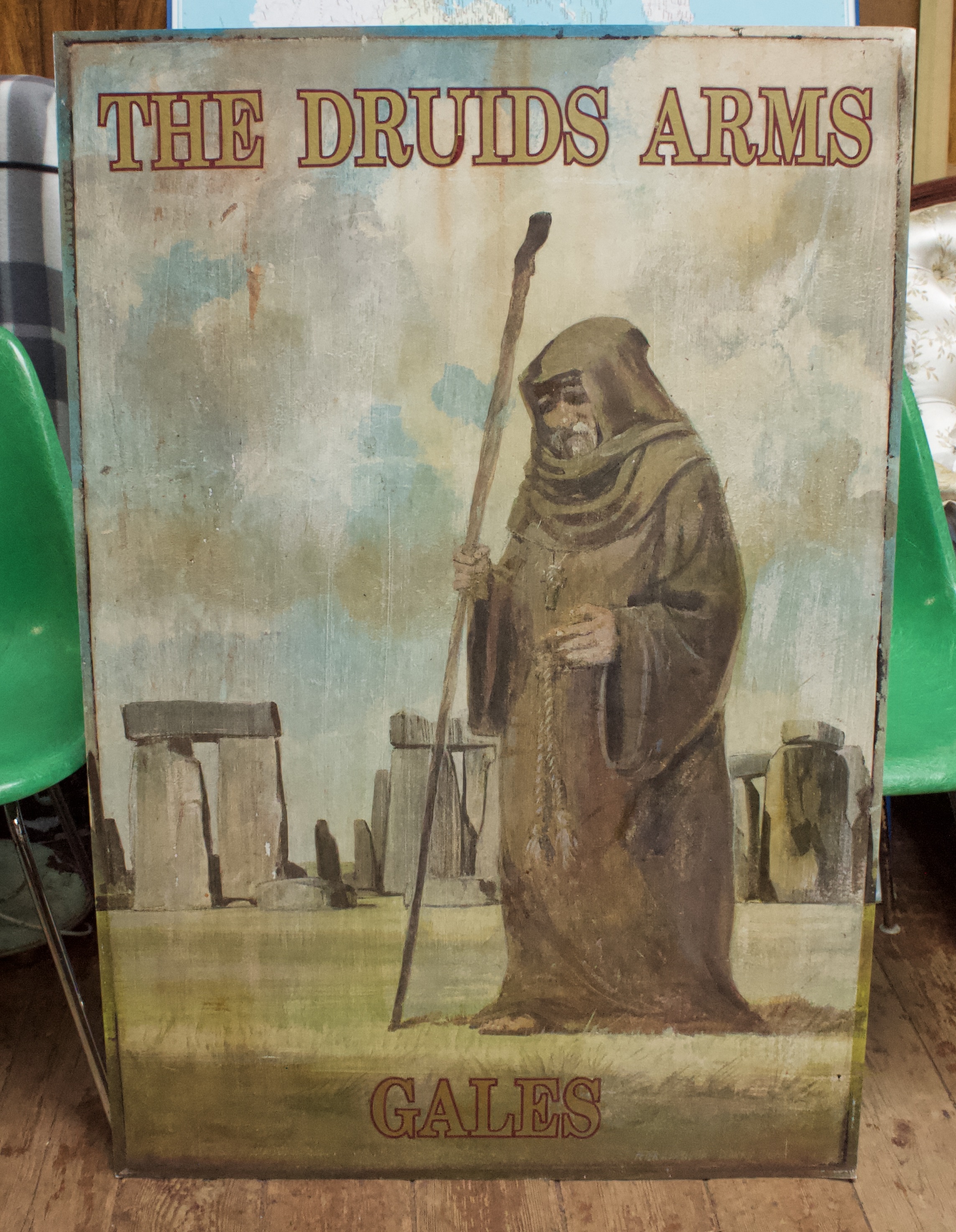 Local Interest: A large enamel pub sign for 'The Druids Arms, Gales', a recently closed