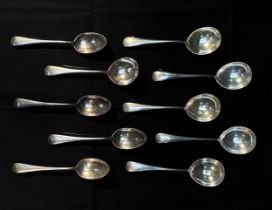 A collection of Birks ‘Old English’ pattern silver spoons, comprising, six large soup spoons and