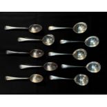 A collection of Birks ‘Old English’ pattern silver spoons, comprising, six large soup spoons and