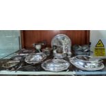 Various silver-plated tablewares including two various covered tureens, pierced baskets and