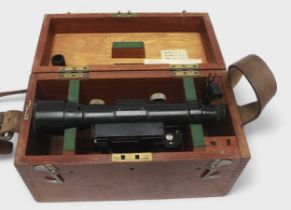 A 20th Century brass mounted surveyor's level, by Hall Bros, Croydon, 9.L.30621, Jan 1959, housed in