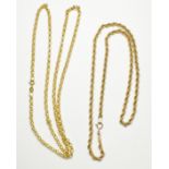 A 9ct yellow gold chain, together with a 9ct yellow gold rope chain, total weight 8.8 grams.
