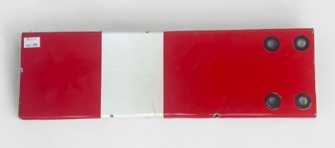 A British Railways Longmoor Military Railway bidirectional enamel Home Signal blade, inscribed L.M.