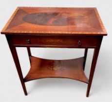 An Sheraton 'Revival' flame-mahogany veneered and satinwood crossbanded rectangular side-table, with