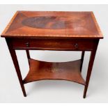 An Sheraton 'Revival' flame-mahogany veneered and satinwood crossbanded rectangular side-table, with