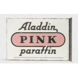 An Aladdin Pink Paraffin double sided enamel sign with hanging flange, 35 x 54cm