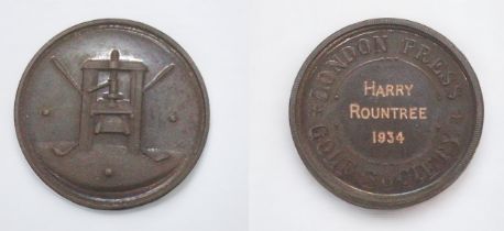 Harry Rountree / Golf Interest. A bronze struck golf medal engraved for 'Harry Rountree 1931,'