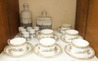 Six Coalport porcelain 'Ming Rose' coffee cans and saucers, together with two Focke & Meltzer