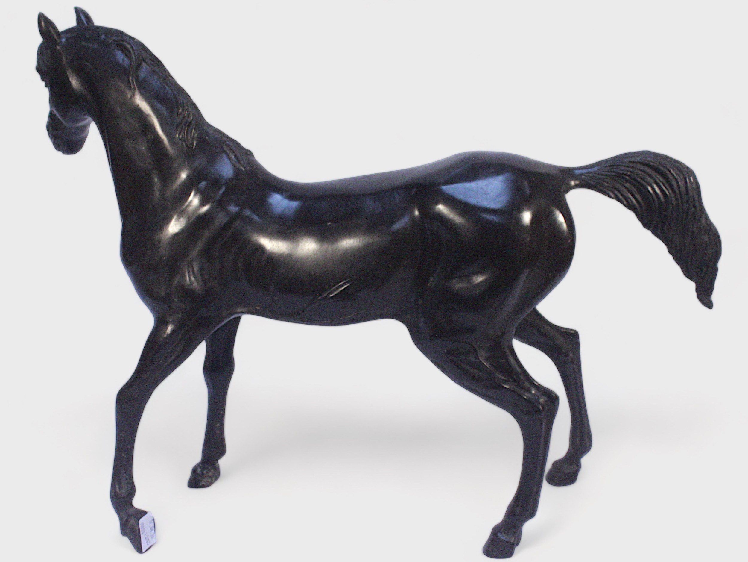 A large 'lost wax' cast and patinated bronze model of a Stallion, 46x60cm - Image 3 of 3