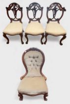 A set of three good-quality Victorian walnut standard chairs, with well-carved open scrolling