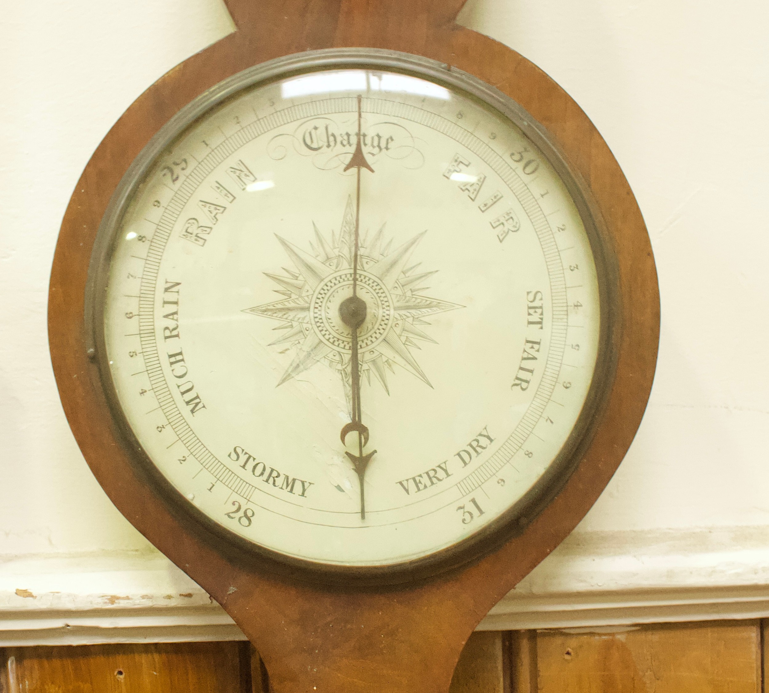 A 19th century mercury wheel barometer with thermoimeter, hygrometer and spirit level, 95cm (A/F) - Image 2 of 2