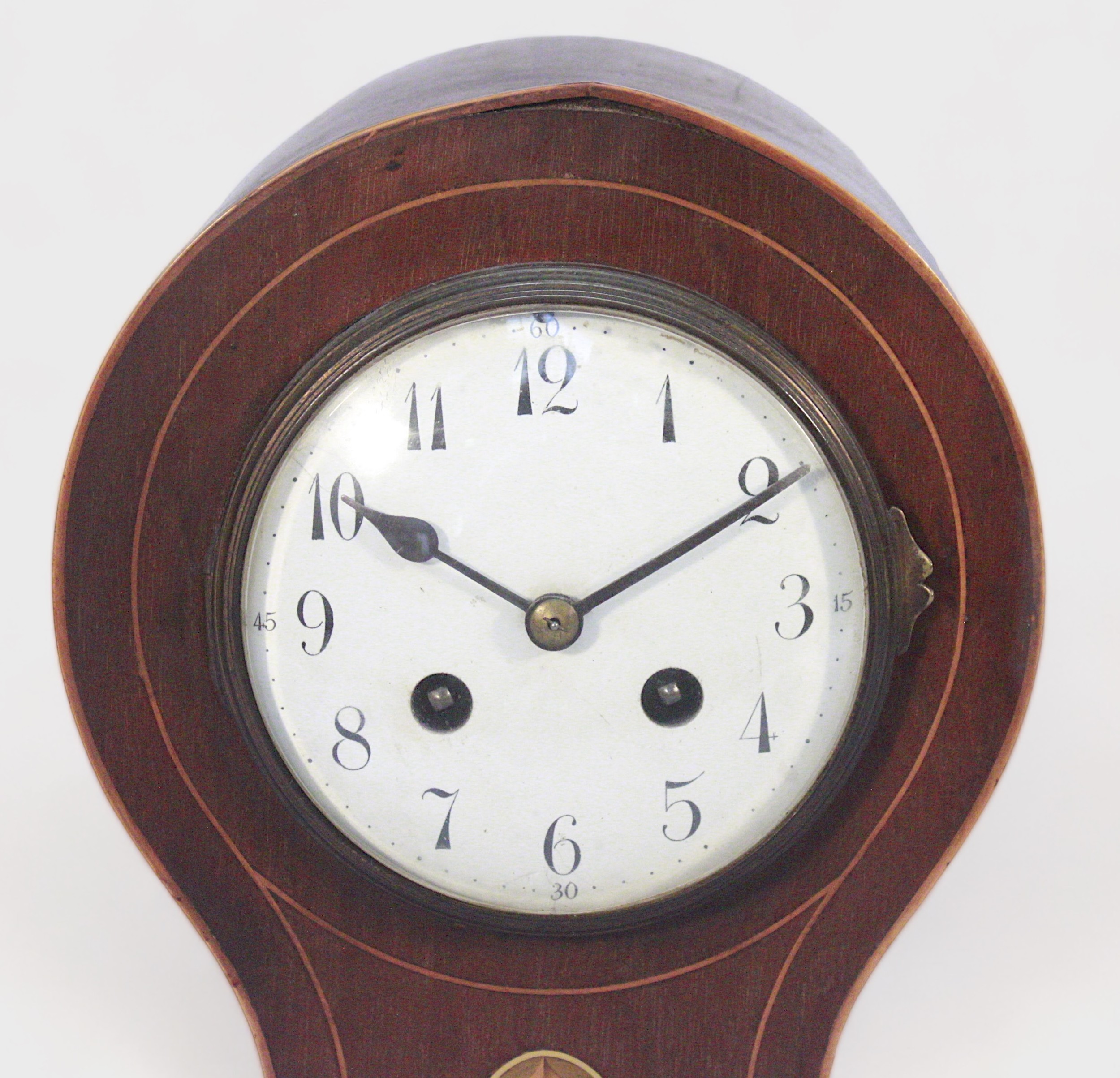 An Edwardian balloon mantel clock, with French eight-day movement by Japy Freres, striking a gong, - Image 2 of 3