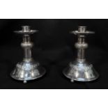 A Pair of Arts & Crafts Silver Candlesticks by the Guild of Handicraft, with inverted integral