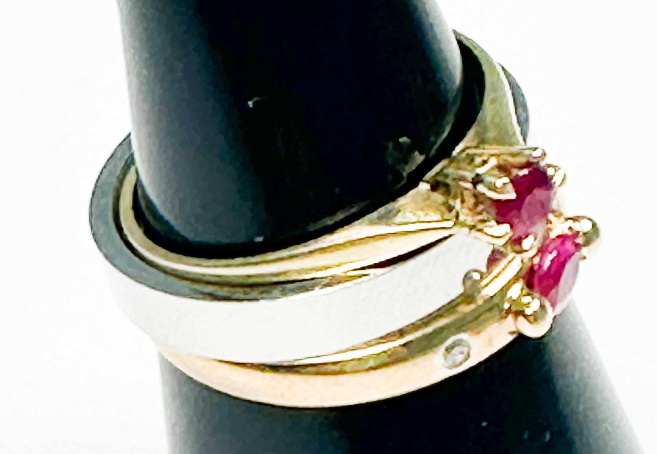 A 14ct yellow gold dress ring, claw-set with a small ruby, together with a 9ct yellow gold ruby - Image 2 of 3