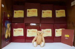 Sixteen various boxed Steiff from Enesco collection ‘A Century Of Steiff’, including PB28 100th