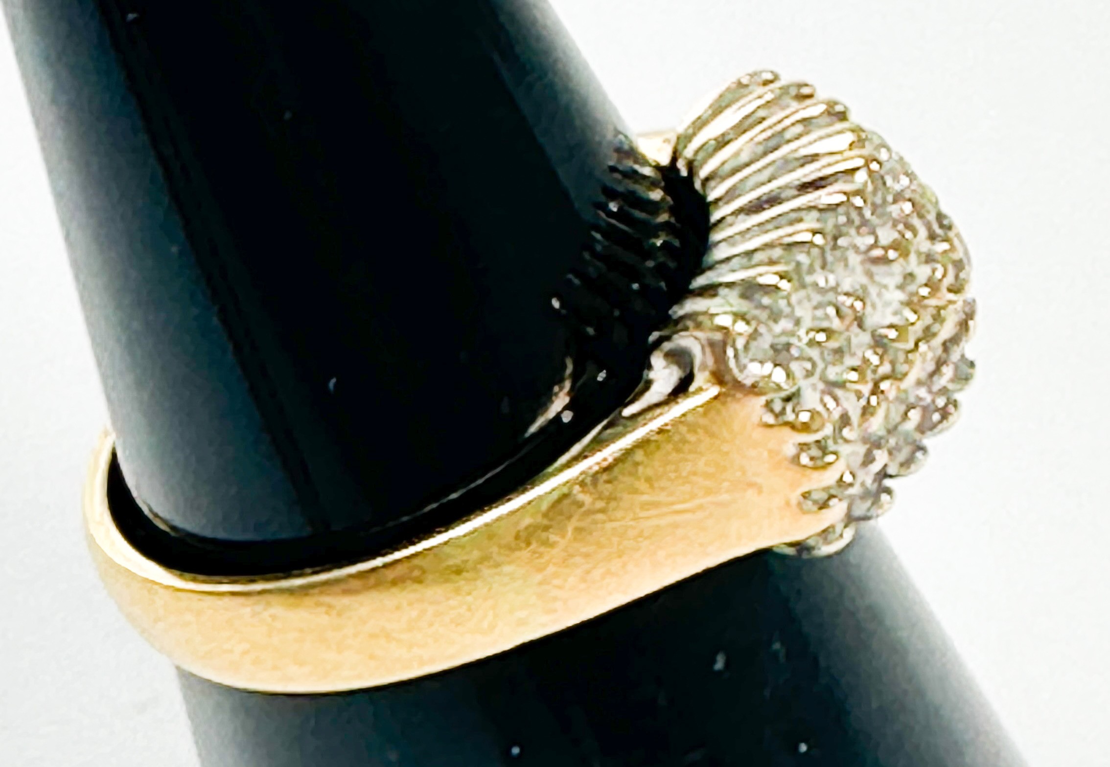 An 18ct yellow gold dress ring, set with 5 x rows of small diamonds, estimated total diamond - Image 3 of 4