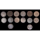 Nine fantasy/collection filler coins including William IV Crown 1831, William III Crown 1700, George