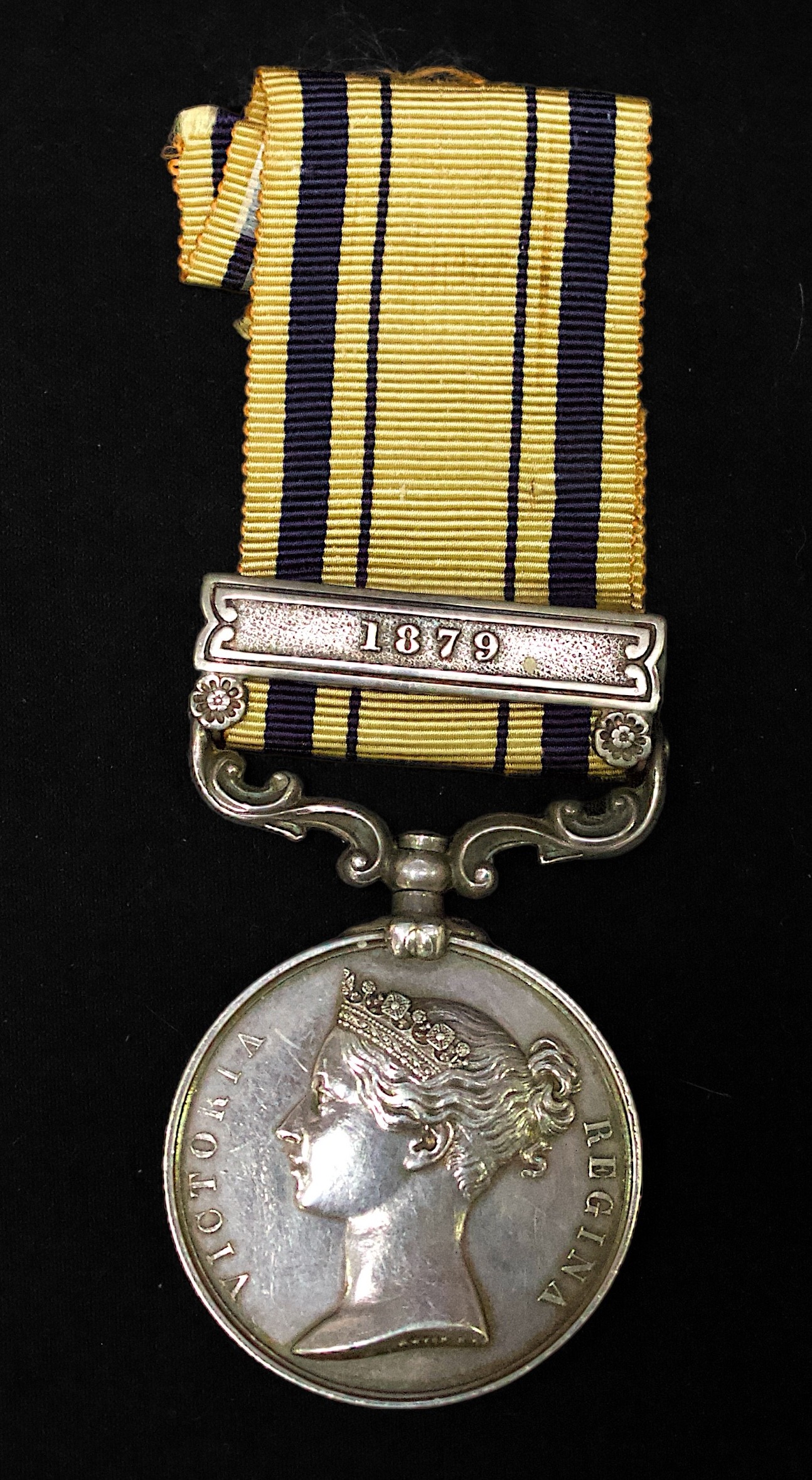 A Queen Victoria South Africa Medal (Zulu & Basuto War) with 1879 Clasp, to 'LIEUT: D.P. ROBERTSON