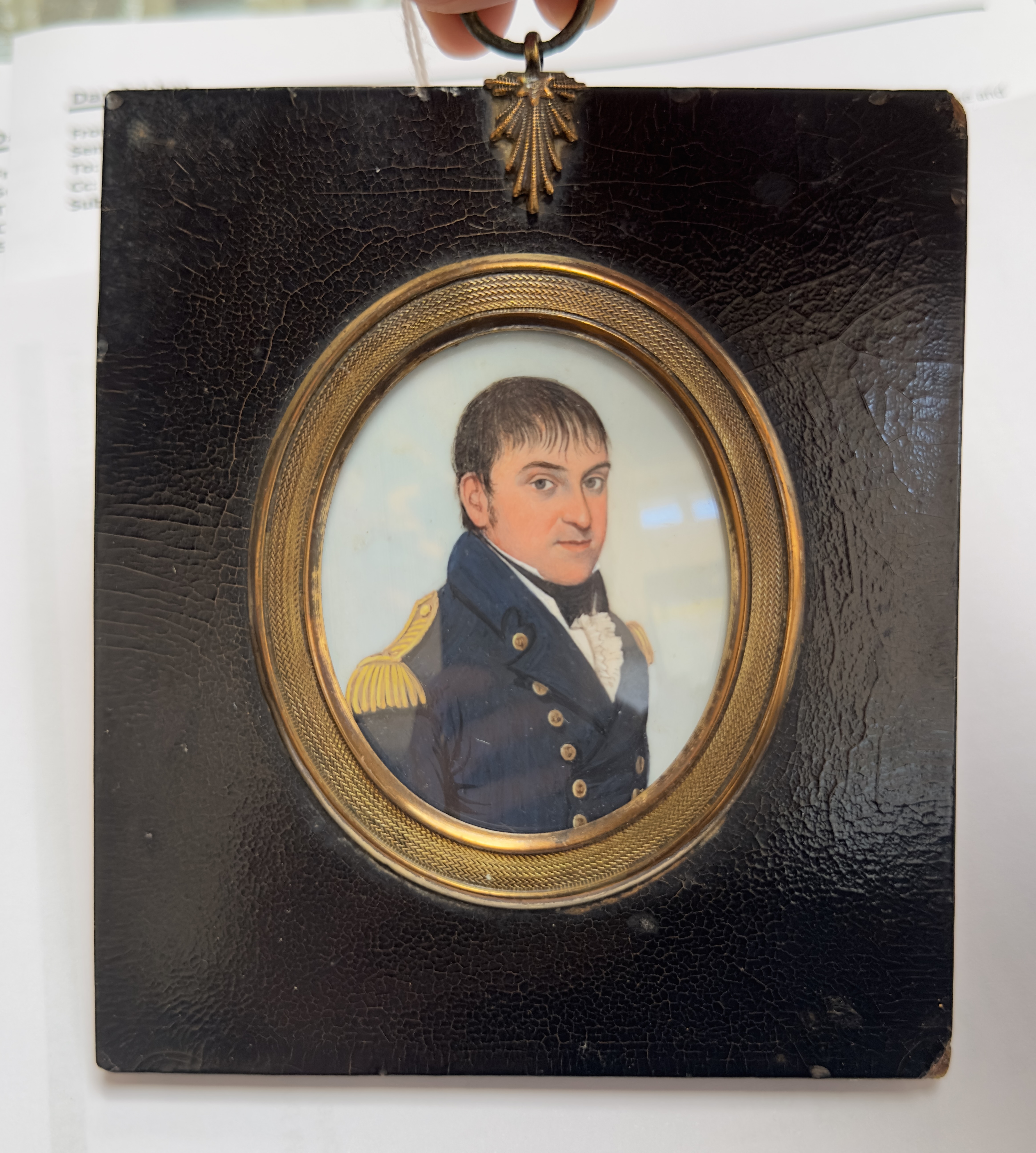 Attributed to Frederick Buck (1771 – c1839/40), A 19th century oval portrait miniature of a naval - Image 3 of 9