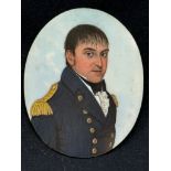 Attributed to Frederick Buck (1771 – c1839/40), A 19th century oval portrait miniature of a naval
