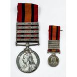 A Queen's South Africa Medal and Miniature Medal with five Clasps including Cape Colony, Orange Free