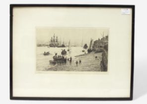 William Lionel Wyllie RA (1851-1931) ‘HMS Victory and Sea Scouts in Portsmouth Harbour’, signed in