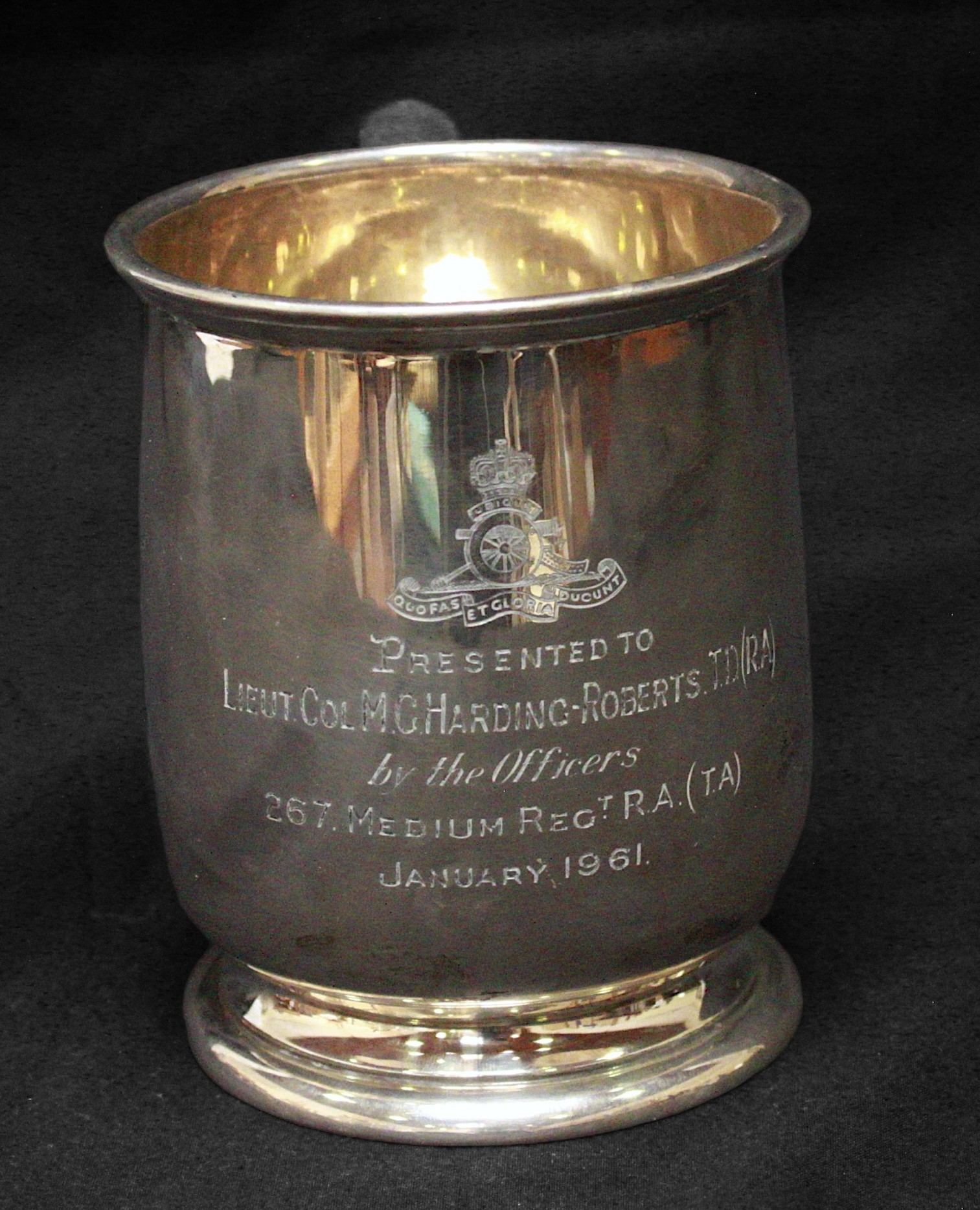 A silver tankard of traditional form by Adie Brothers, Birmingham, 1960, engraved with The Royal