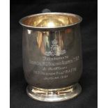 A silver tankard of traditional form by Adie Brothers, Birmingham, 1960, engraved with The Royal