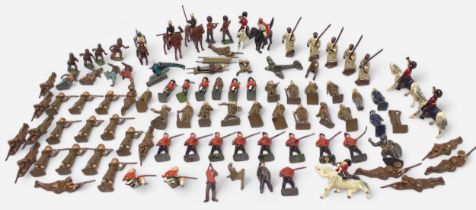 A collection of assorted loose lead soldiers including cavalrymen, Scots Guards and medics etc. by