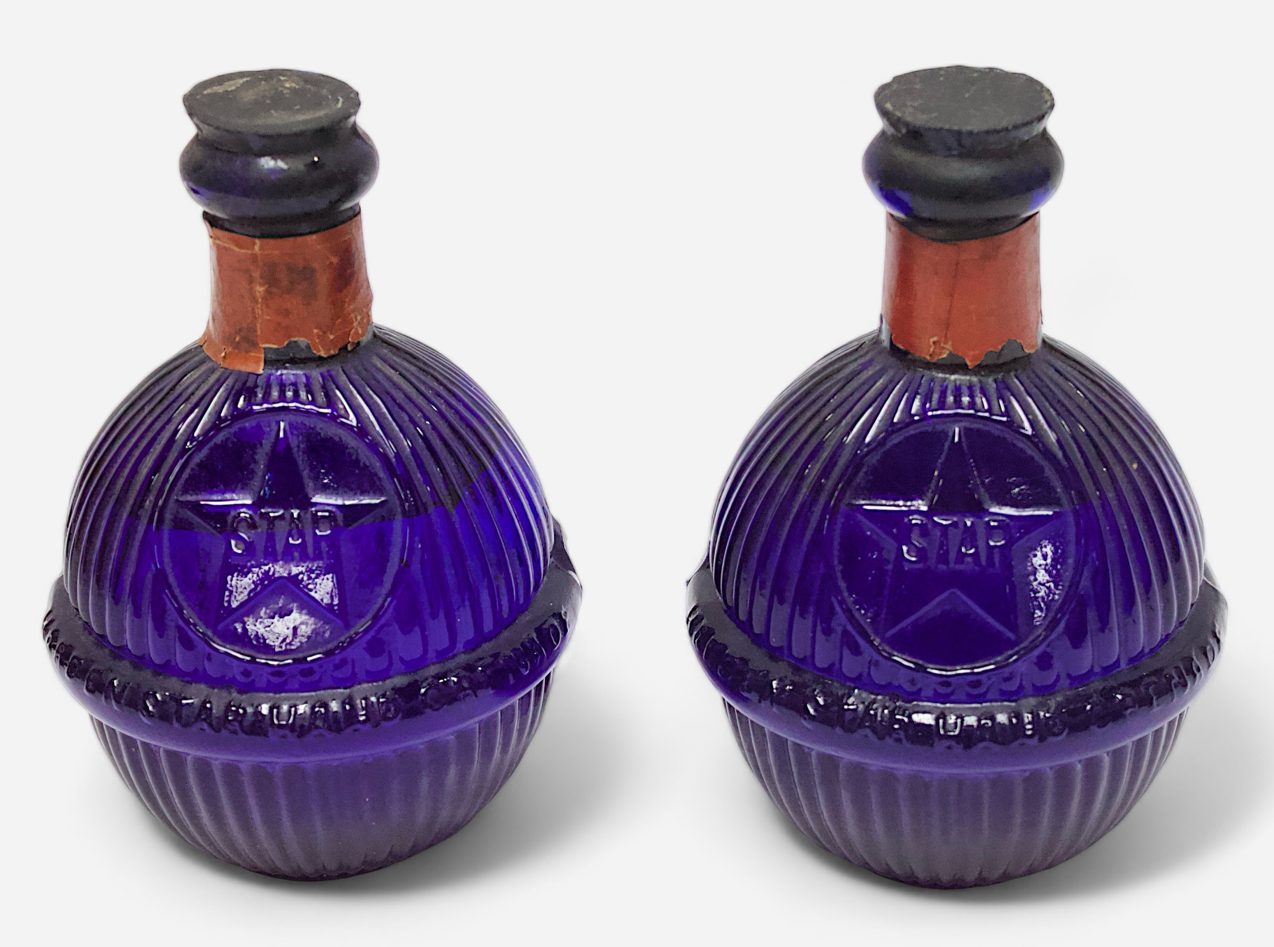 Two Harden Company blue glass Star Hand Grenade Fire Extinguishers, No. 10490, with liquid - Image 2 of 2