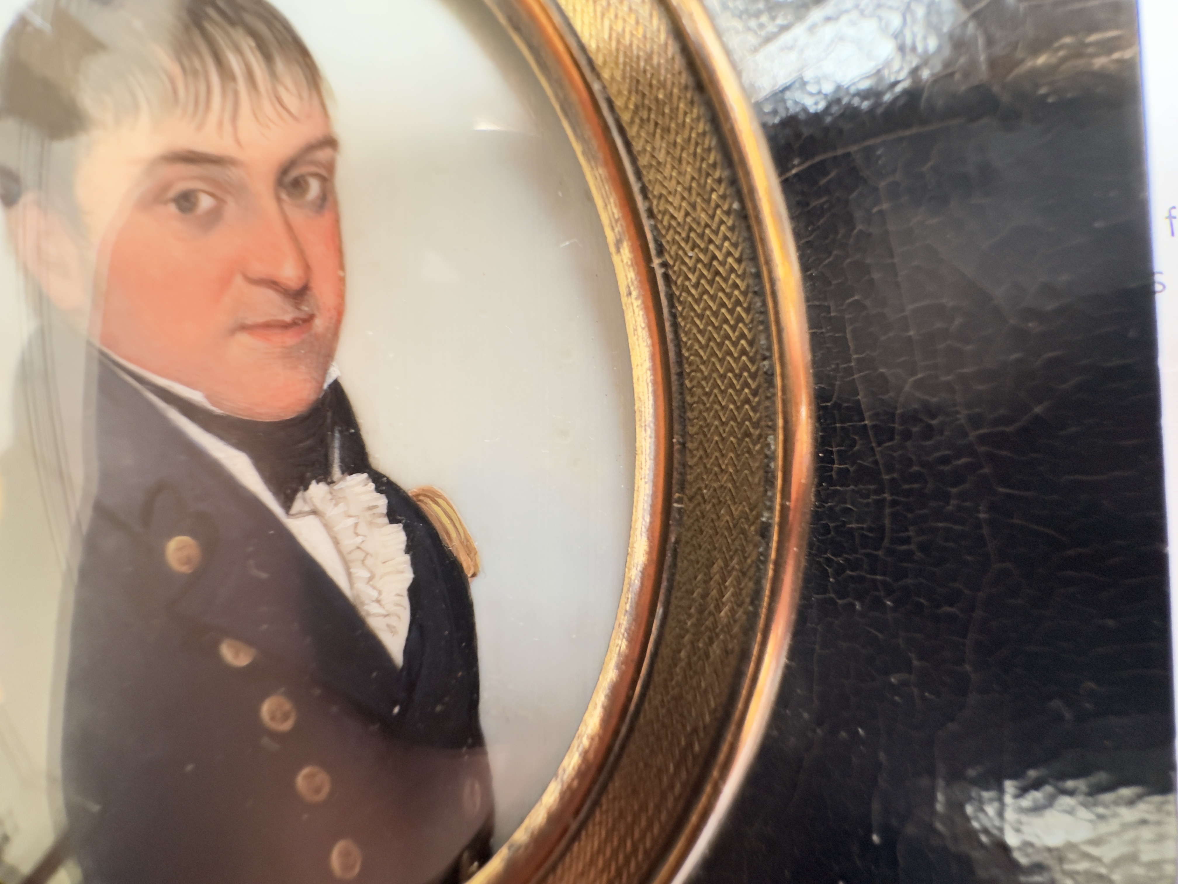 Attributed to Frederick Buck (1771 – c1839/40), A 19th century oval portrait miniature of a naval - Bild 6 aus 9