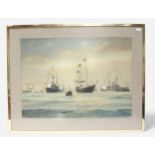 William C. Cluet (active c.1880-1920) ‘The Great Fleet Saluted The King’, signed, location noted