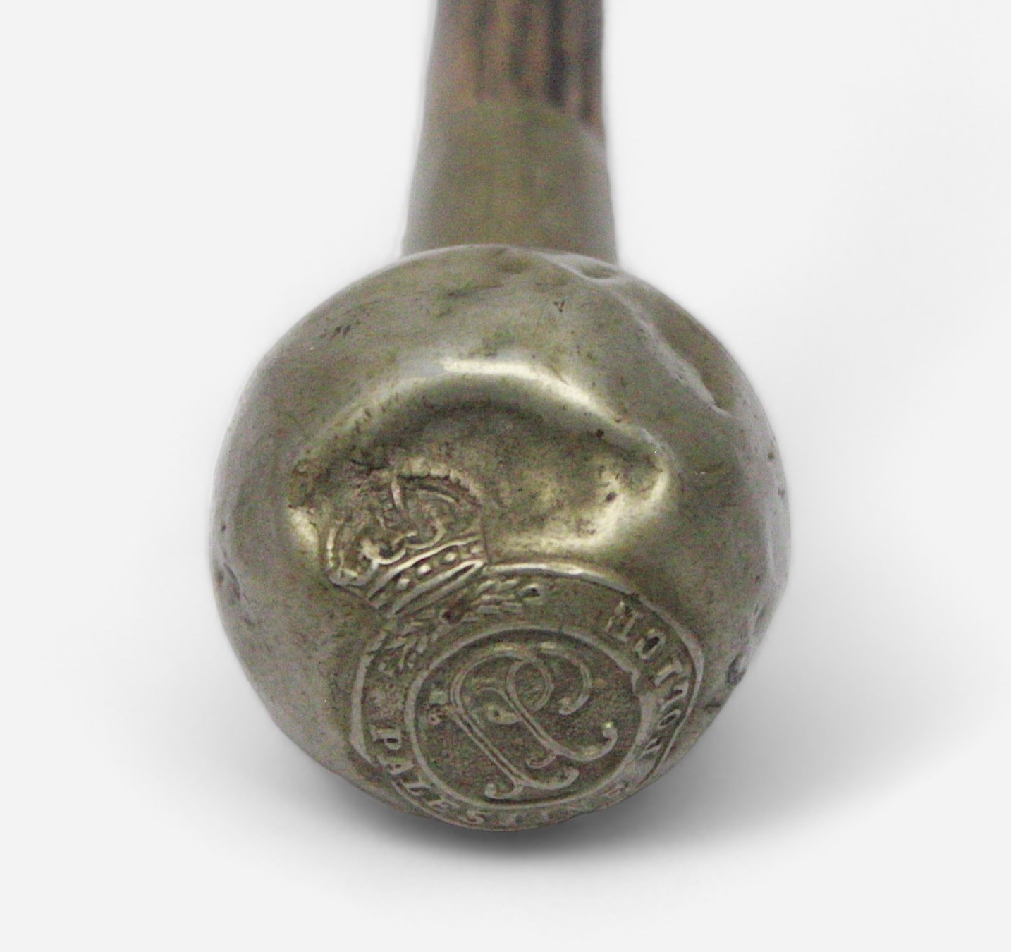 A Palistine Police Swagger Stick with globular nickel top embossed with the Palistine Police - Image 2 of 2