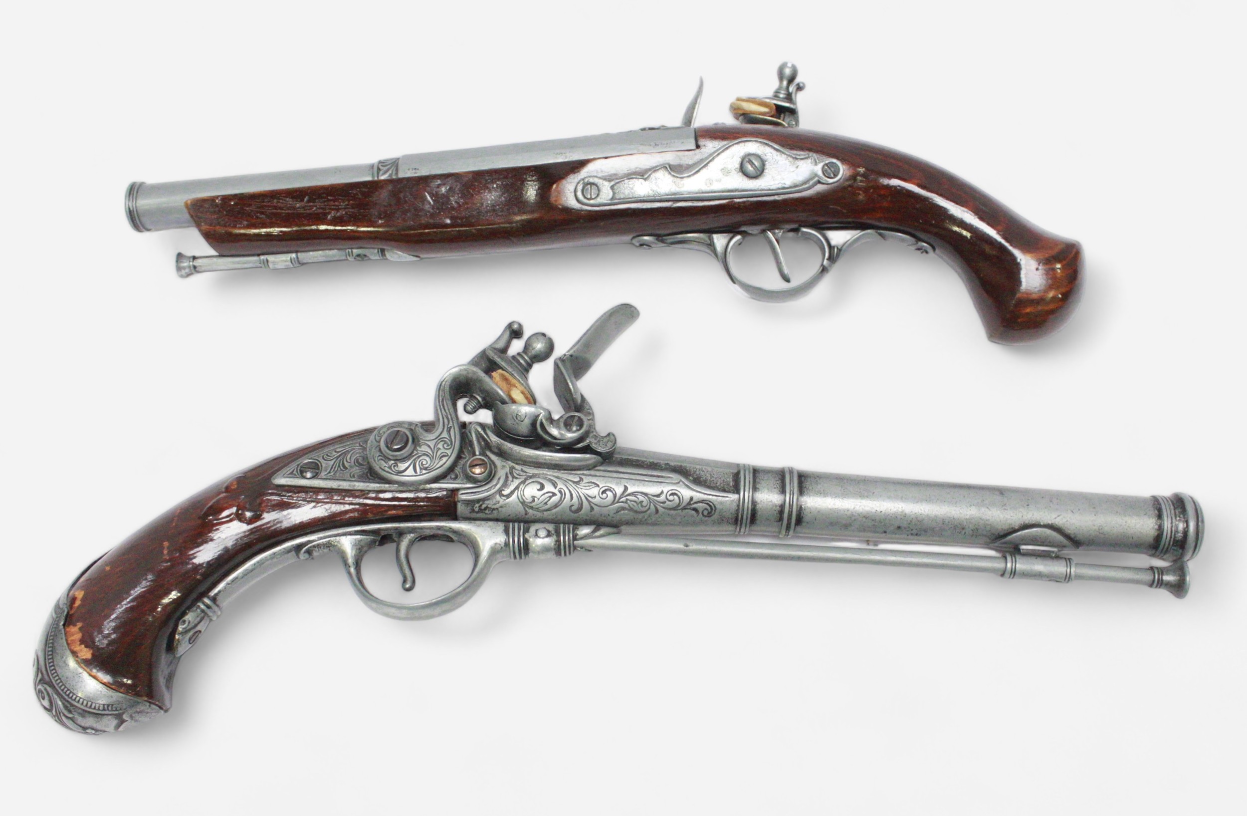 Two various decorative Flintlock 'style' Pistols with half and full-wooden stocks. (2)